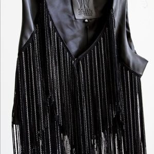 BLACK LEATHER AND FRINGE VEST